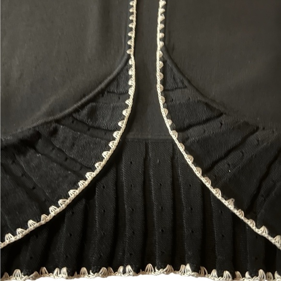 MING WANG BEAUTIFUL BLACK OPEN CARDIGAN WITH CREAM EMBROIDERED TRIM SIZE LARGE - Picture 8 of 9